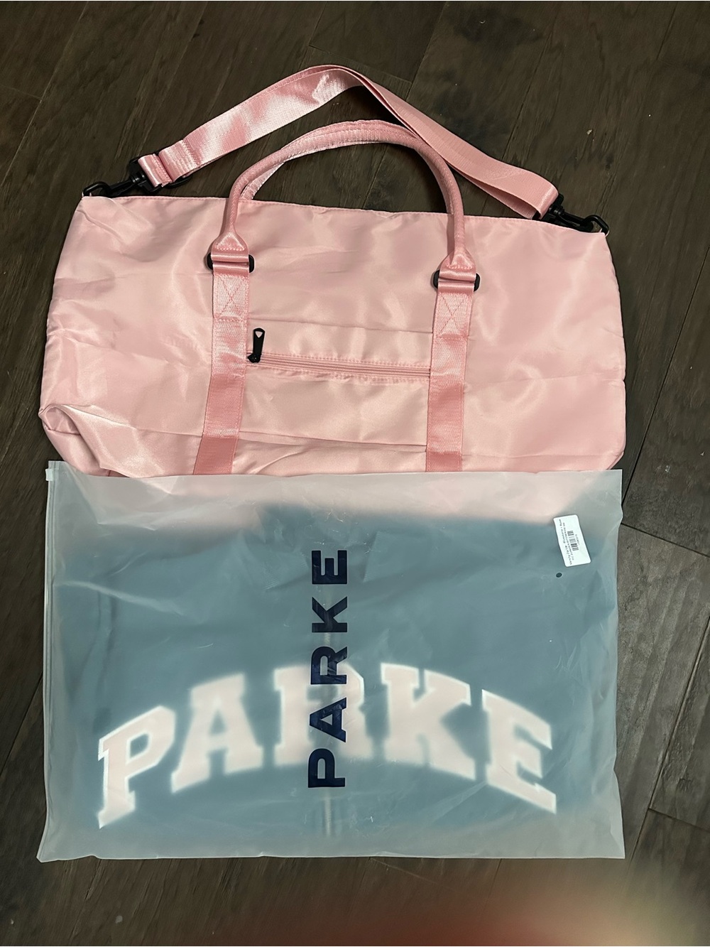 Parke Pink Satin-Look Travel Duffel with Detachable Strap